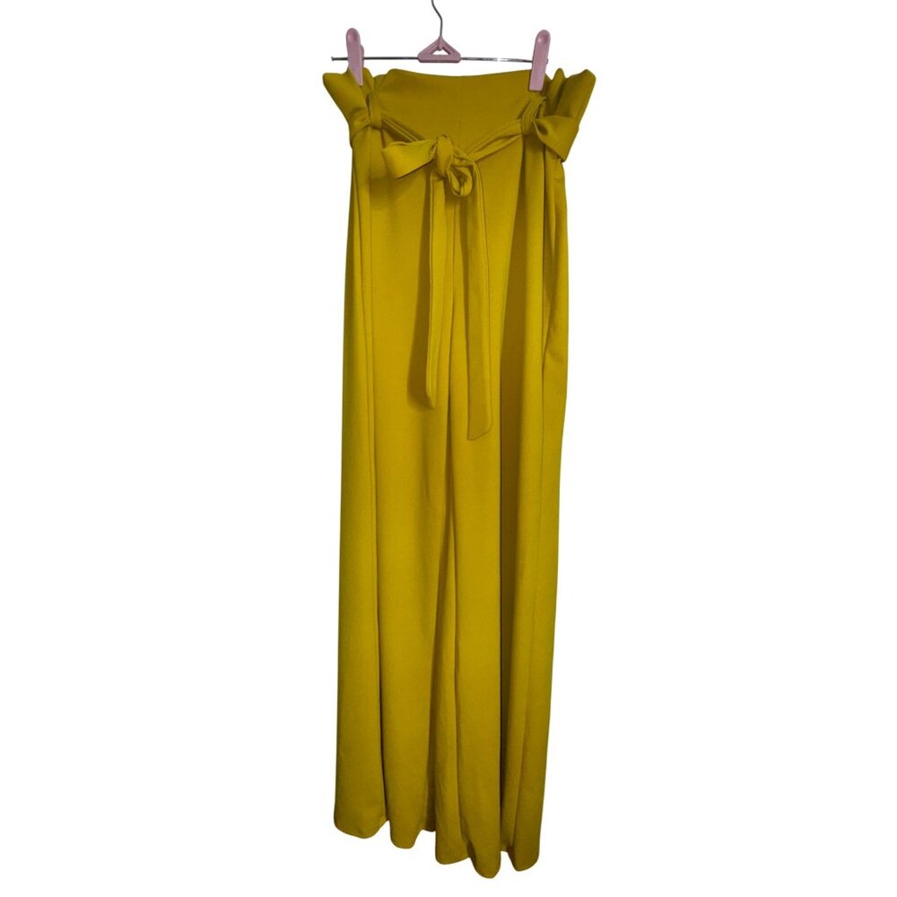 Fashion Nova Mustard Yellow High-Waisted Wide Leg Palazzo Pants XL NWT Stretch‎